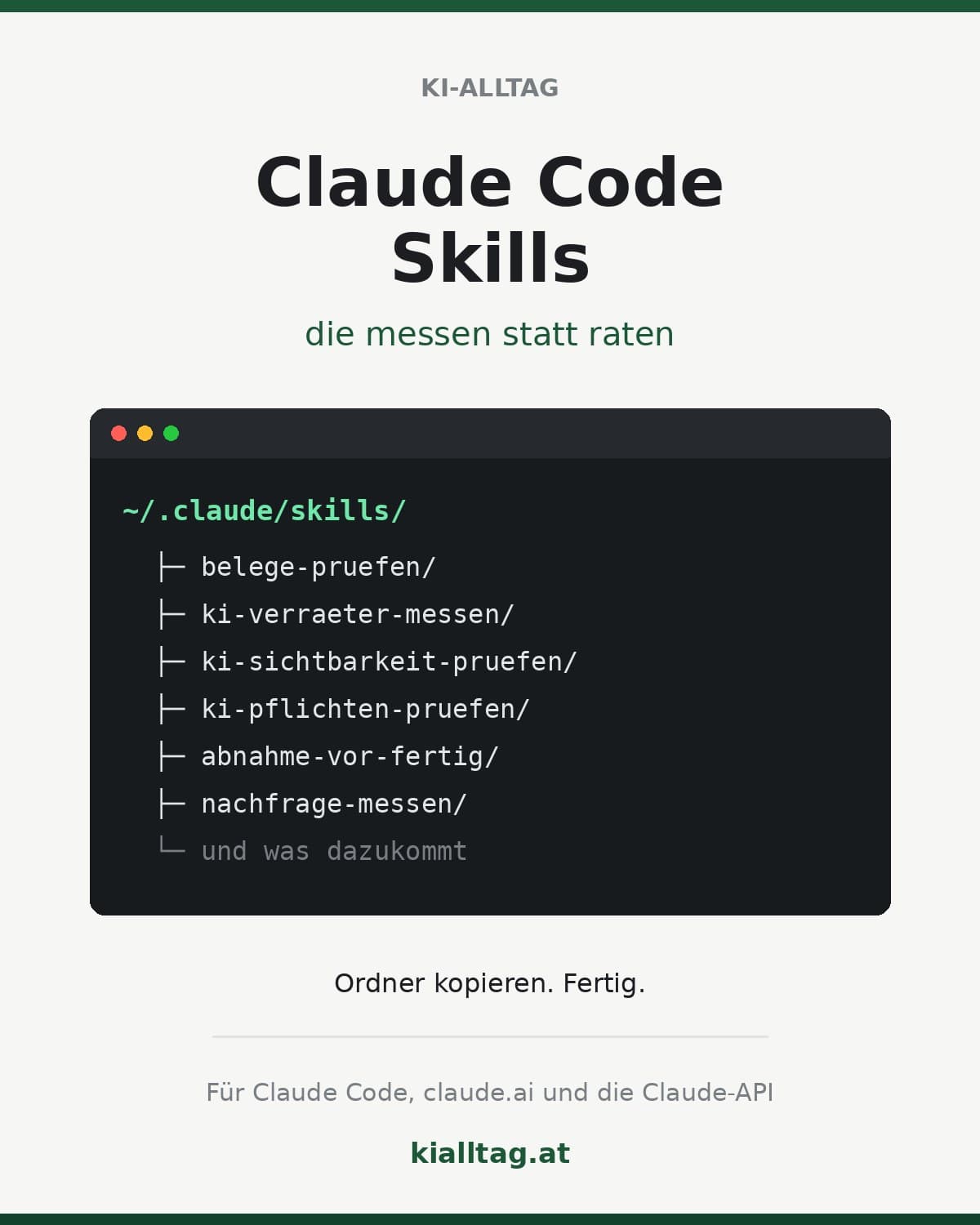 Deckblatt von Claude Code Skills, die messen statt raten