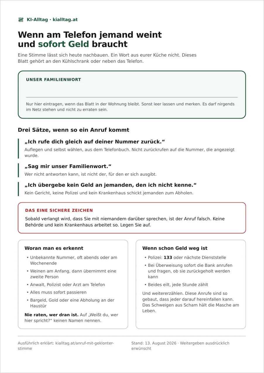 Vorschau des Blattes zum Ausdrucken mit Platz für das Familienwort und den drei Sätzen.