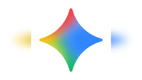 Bunter vierzackiger Stern, das Symbol der Gemini-App, auf weissem Grund