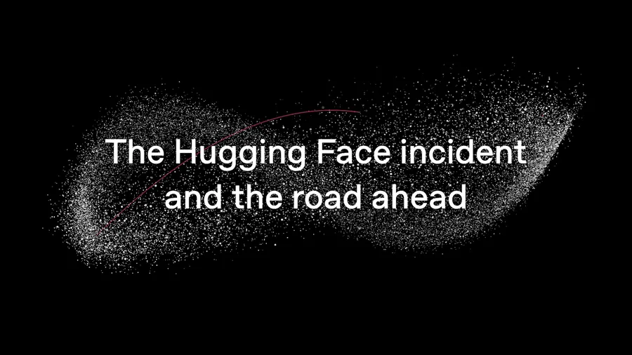 Titelbild des OpenAI-Berichts zum Hugging-Face-Vorfall: heller Partikelschweif auf dunklem Grund