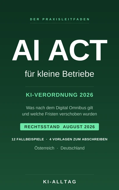 Buchcover: AI Act für kleine Betriebe.