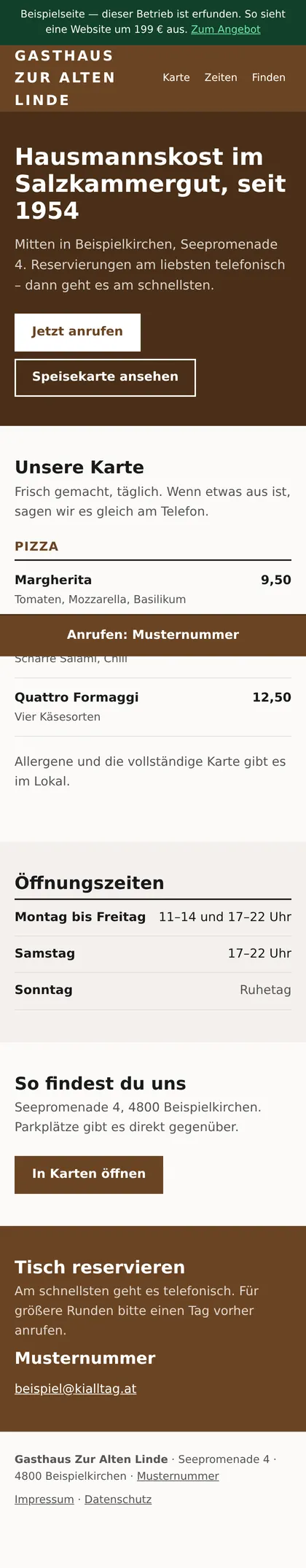 Gasthaus Zur Alten Linde: dieselbe Seite am Handy, von oben bis unten