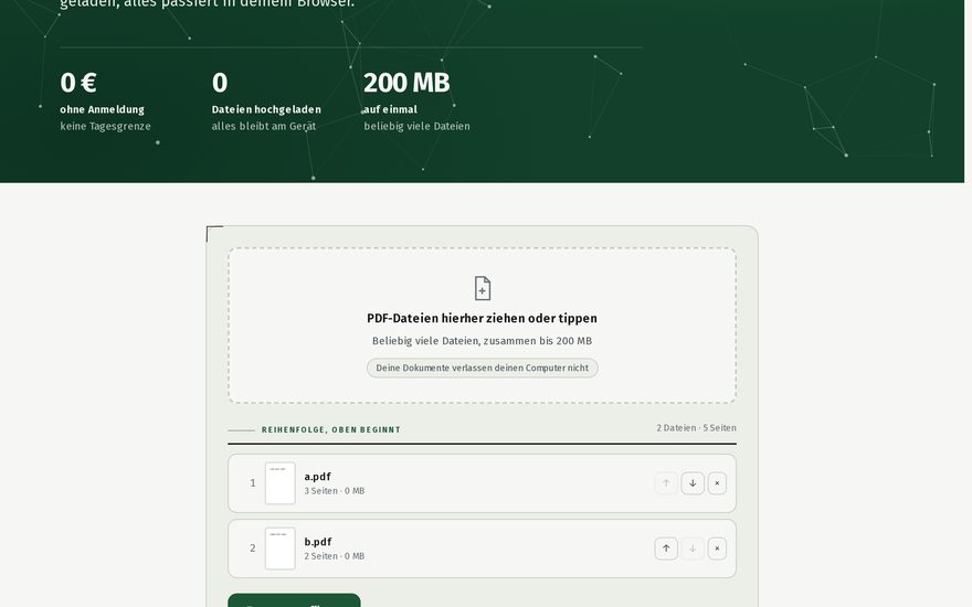 Vorschau: PDF zusammenfügen
