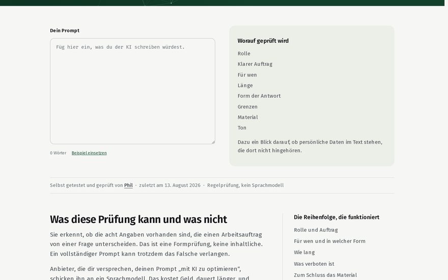 Vorschau: Prompt-Prüfer