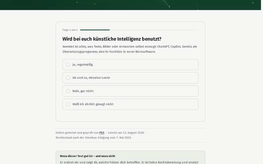 Vorschau: Schnelltest Schulungspflicht
